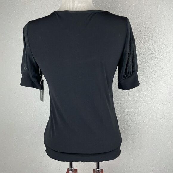 NWT Luciano Dante Black Short Sleeve Top Size M - Picture 5 of 7